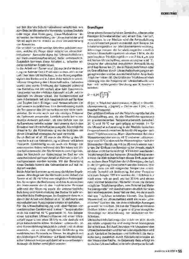 Vorschauseite 2: Ultraschall-induzierte Aerosolbildung bei medizinisch genutzten Ultraschallbädern