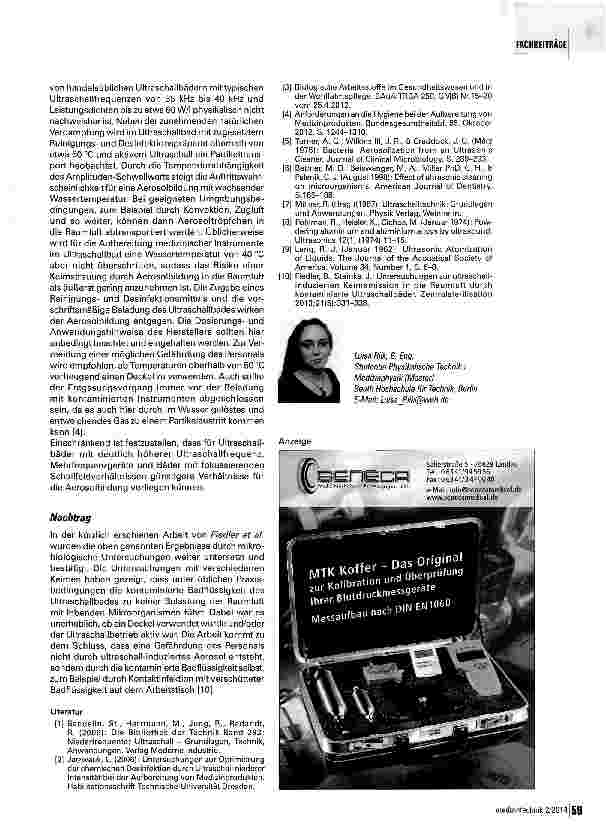 Vorschauseite 6: Ultraschall-induzierte Aerosolbildung bei medizinisch genutzten Ultraschallbädern