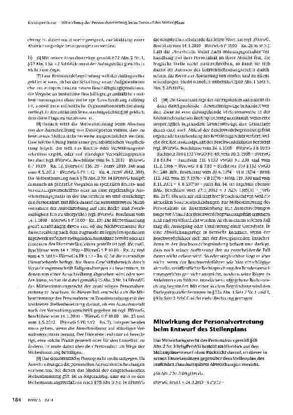 Vorschauseite 2: Rechtsprechung - Zum Personalvertretungsrecht