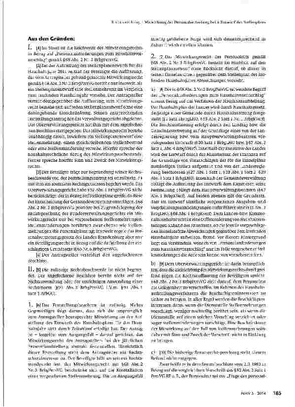Vorschauseite 3: Rechtsprechung - Zum Personalvertretungsrecht