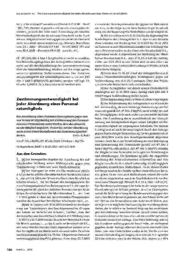 Vorschauseite 4: Rechtsprechung - Zum Personalvertretungsrecht