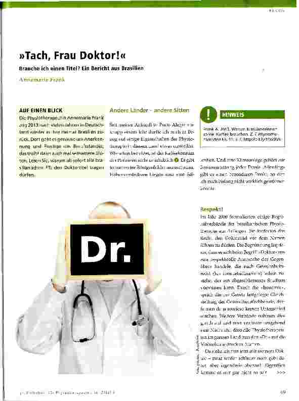 Vorschauseite 1: »Tach, Frau Doktor!«