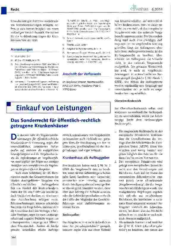 Vorschauseite 1: Das Sonderrecht für öffentlich-rechtlich getragene Krankenhäuser