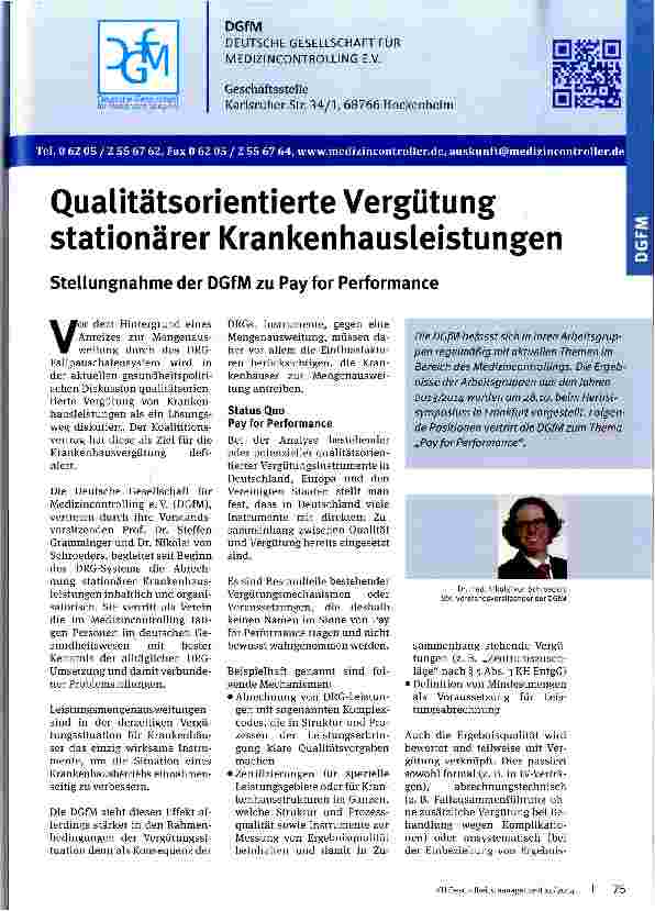 Vorschauseite 1: Qualitätsorientierte Vergütung stationärer Krankenhausleistungen