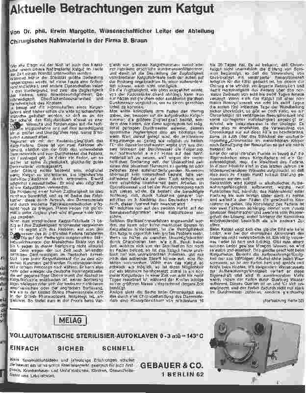 Vorschauseite 1: Aktuelle Betrachtung zum Katgut Chirurgisches Nahtmaterial in der Firma B. Braun