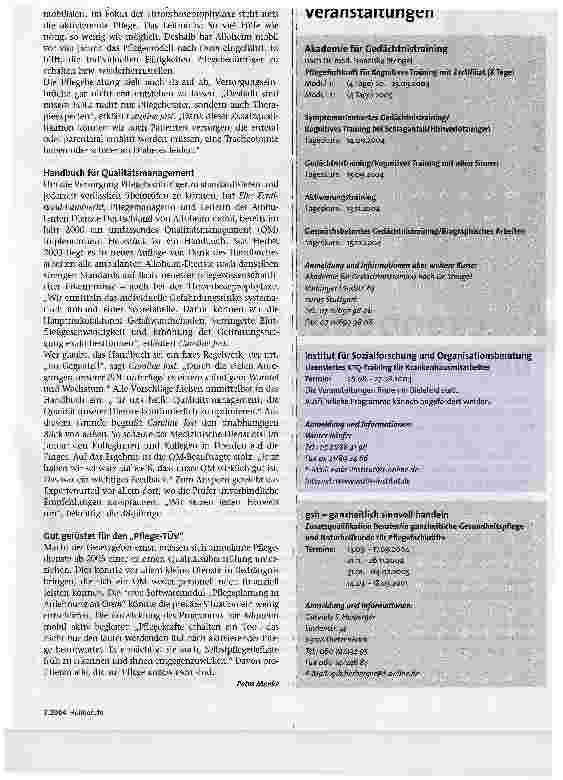 Vorschauseite 2: Prophylaxe mit SystemRisikoscore und Pflegeberatung sollen Thrombosen vermeiden helfen