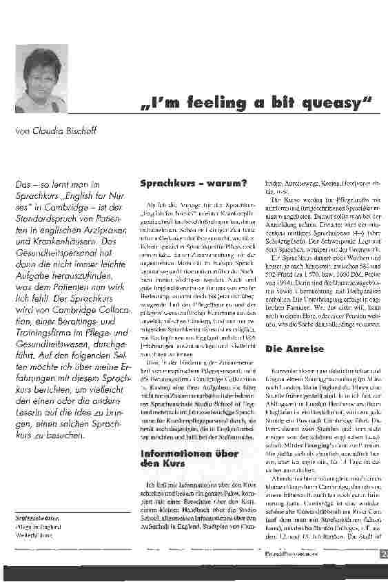 Vorschauseite 1: Im feeling a bit queasy Sprachkurse in der Weiterbildung