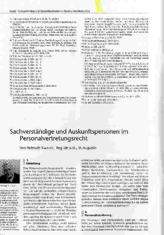 Vorschauseite 1: Sachverständige und Auskunftspersonen im Personalvertretungsrecht