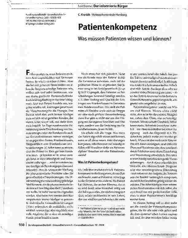 Vorschauseite 1: Patientenkompetenz. Was müssen Patienten wissen und können?