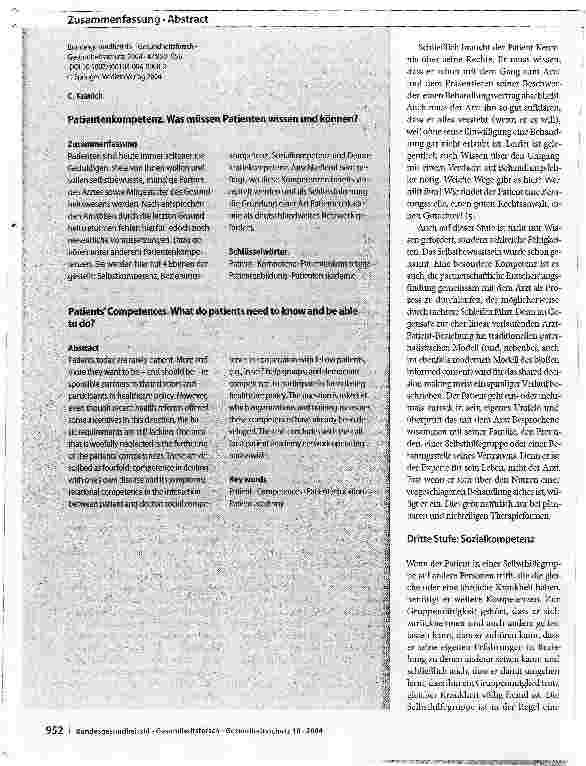 Vorschauseite 3: Patientenkompetenz. Was müssen Patienten wissen und können?