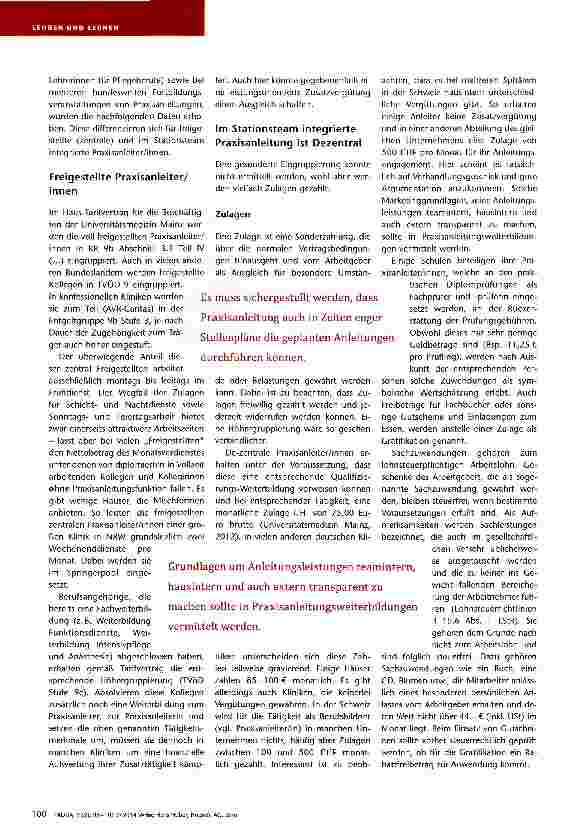Vorschauseite 3: Vergütung für Praxisanleitung Zur Situation der praktischen Pflegeausbilduna Teil 3