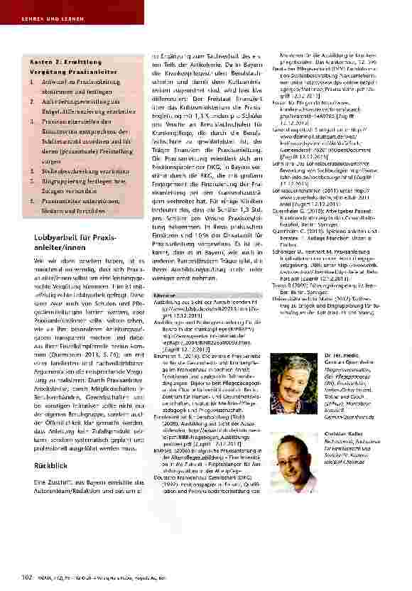 Vorschauseite 5: Vergütung für Praxisanleitung Zur Situation der praktischen Pflegeausbilduna Teil 3