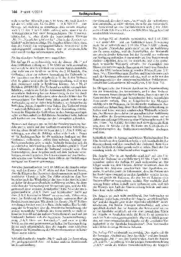 Vorschauseite 3: Zur Frage der erforderlichen Identität der Arzneimittelbezeichnung mit Zulassungsbescheid — „H&S Herzund Kreislauftee AMG §10 15, 10 1 1, 10 VIII