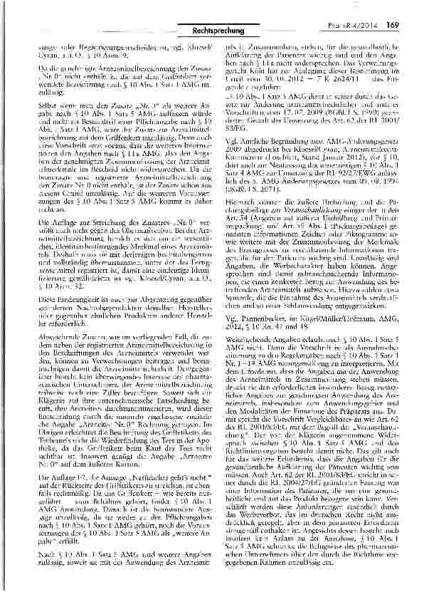Vorschauseite 6: Zur Frage der erforderlichen Identität der Arzneimittelbezeichnung mit Zulassungsbescheid — „H&S Herzund Kreislauftee AMG §10 15, 10 1 1, 10 VIII