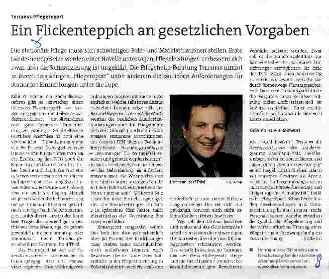 Vorschauseite 1: Terranus Pflegereport - Ein Flickenteppich an gesetzlichen Vorgaben
