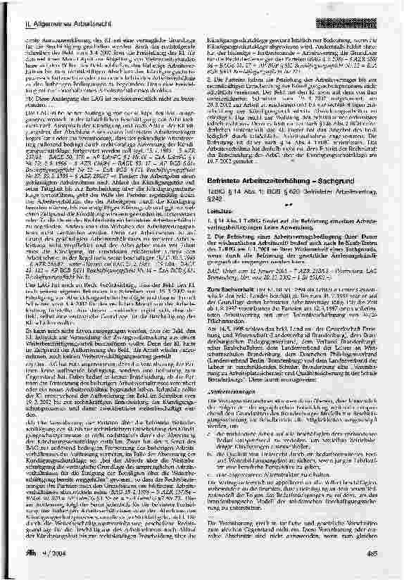 Vorschauseite 1: Befristete Arbeitszeiterhöhung - Sachgrund