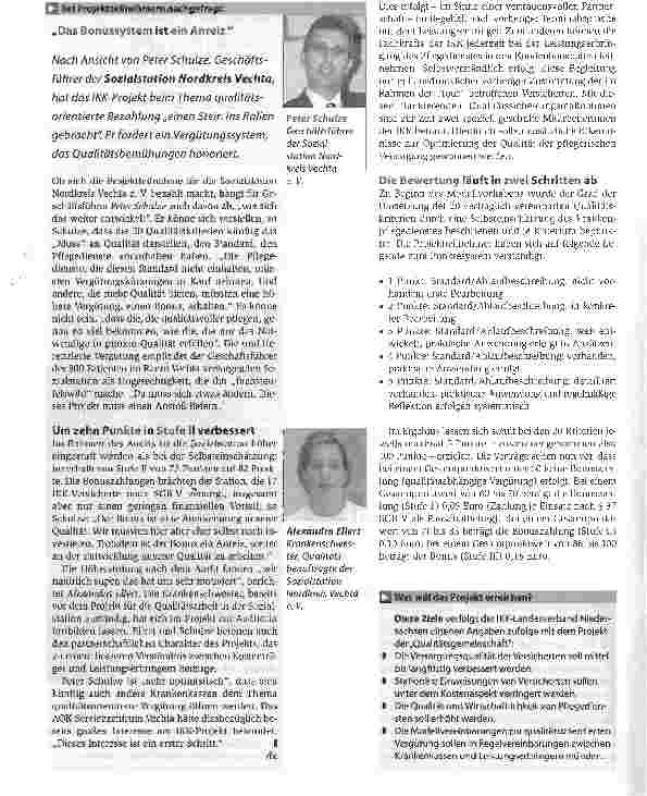 Vorschauseite 3: Qualität soll sich auszahlenEinmaliges Projekt: Innungskrankenkassen honorieren Pflegequalität