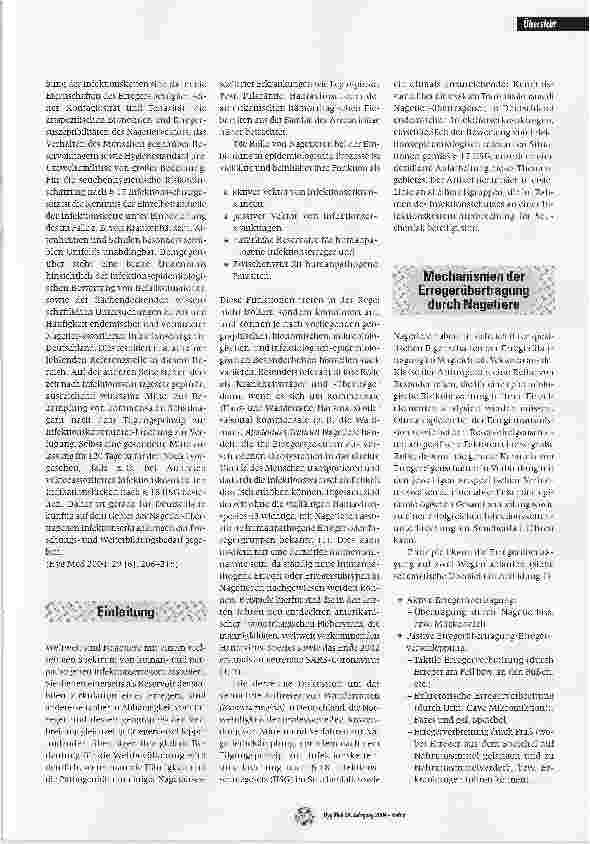 Vorschauseite 2: Ratten und Mäuse - unterschätzte Überträger und Reservoire gefährlicher Infektionskrankheiten?