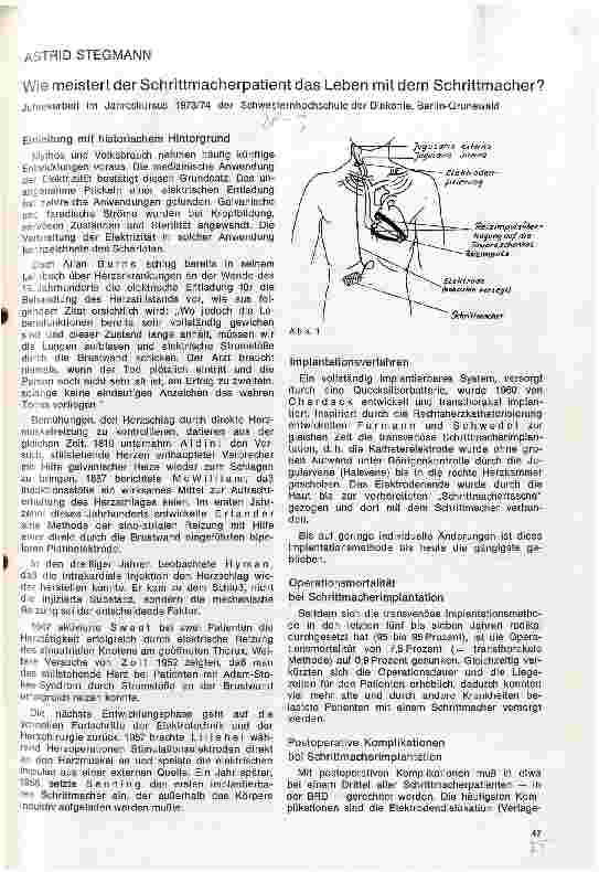 Vorschauseite 1: Wie meistert der Schrittmacherpatient das Leben mit dem Schrittmacher?