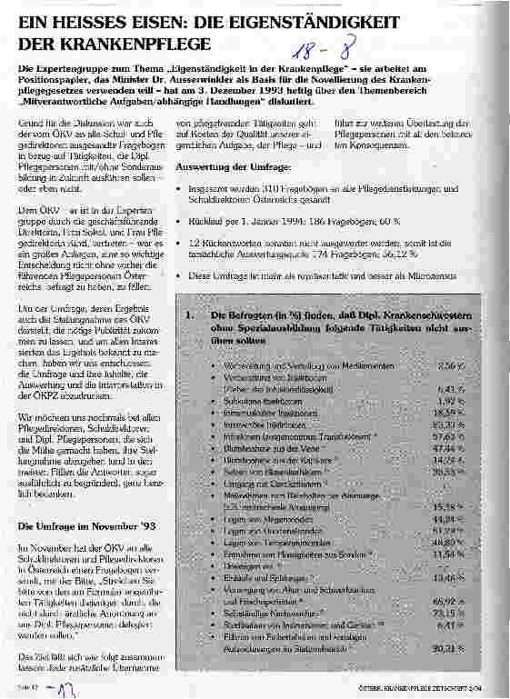 Vorschauseite 1: Ein heißes Eisen: die Eigenständigkeit der Krankenpflege Mitverantwortliche Aufgaben/abhängige Handlungen Expertendiskussion