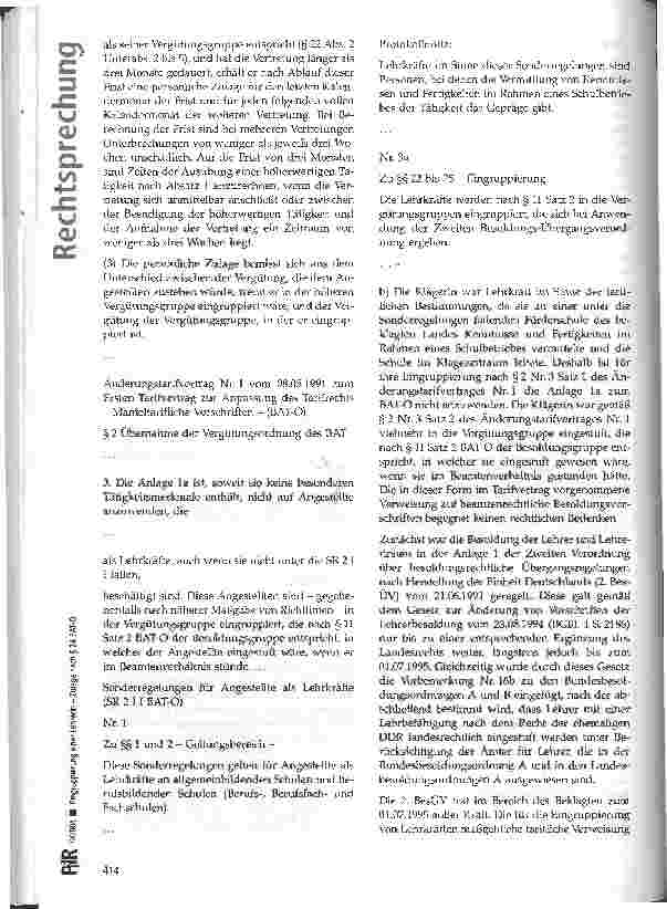 Vorschauseite 4: Eingruppierung einer Lehrerin - Zulage nach § 24 BAT-0