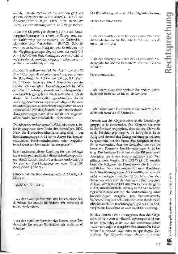 Vorschauseite 5: Eingruppierung einer Lehrerin - Zulage nach § 24 BAT-0
