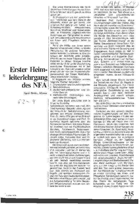 Vorschauseite 1: Erster Heimleiterlehrgang des NFA
