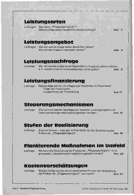 Vorschauseite 1: Pflegebedürftigkeit, Pflegefinanzierung Leistungsarten