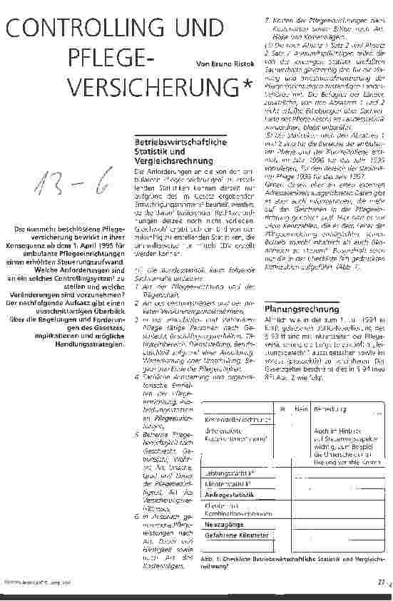 Vorschauseite 1: Controlling und Pflegeversicherung