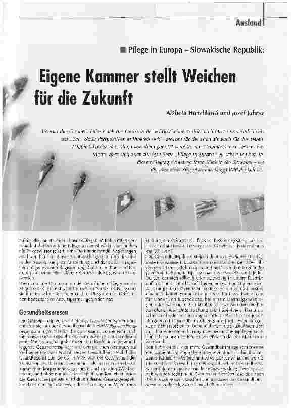 Vorschauseite 1: Eigene Kammer stellt Weichen für die ZukunftPflege in Europa - Slowakische Republik