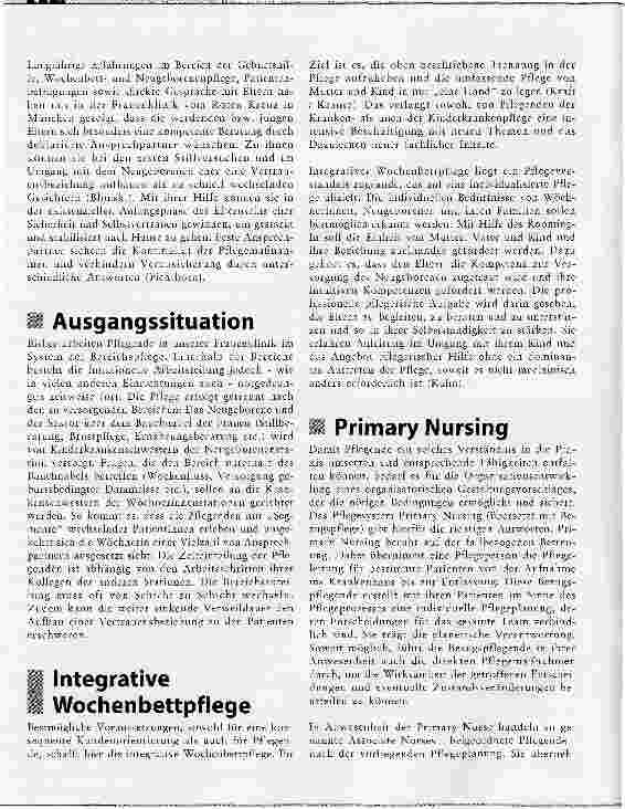 Vorschauseite 2: Integrative Wochenbettpflege und Primary NursingBeispiel Frauenklinik RK München