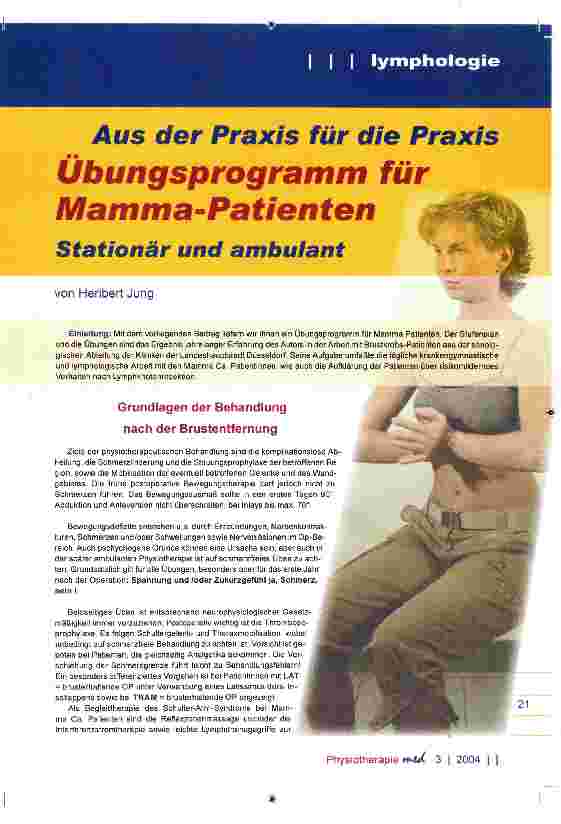 Vorschauseite 1: Aus der Praxis für die Praxis Übungsprogramm für Mamma-Patienten