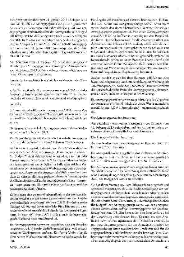 Vorschauseite 2: Werkzeug als unzulässige Werbegabe im Sinne des § 7 Abs. 1 S. 1 Nr. 1 und S. 2 HWG§ 7 Abs. 1 HWG