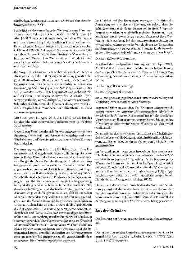 Vorschauseite 3: Werkzeug als unzulässige Werbegabe im Sinne des § 7 Abs. 1 S. 1 Nr. 1 und S. 2 HWG§ 7 Abs. 1 HWG
