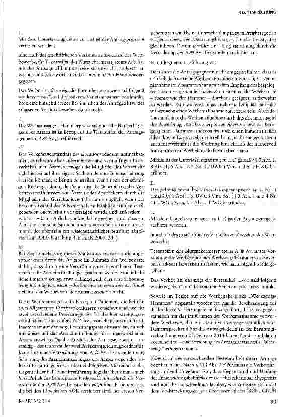 Vorschauseite 4: Werkzeug als unzulässige Werbegabe im Sinne des § 7 Abs. 1 S. 1 Nr. 1 und S. 2 HWG§ 7 Abs. 1 HWG