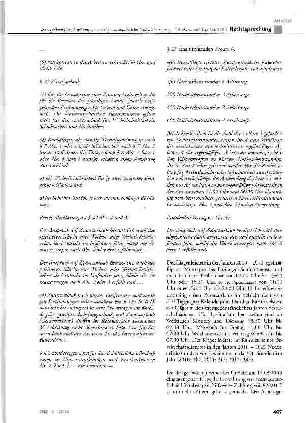 Vorschauseite 2: Zur Gewährung bzw. Abgeltung von tariflichem Zusatzurlaub für Nachtarbeit im ereitschaftsdienst nach § 27 Abs. 6 TV-L TV-L § 27 Abs. 6 Satz 3; TV-L ProtokollerkLärung zu § 27 Abs.…