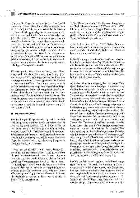 Vorschauseite 3: Zur Gewährung bzw. Abgeltung von tariflichem Zusatzurlaub für Nachtarbeit im ereitschaftsdienst nach § 27 Abs. 6 TV-L TV-L § 27 Abs. 6 Satz 3; TV-L ProtokollerkLärung zu § 27 Abs.…
