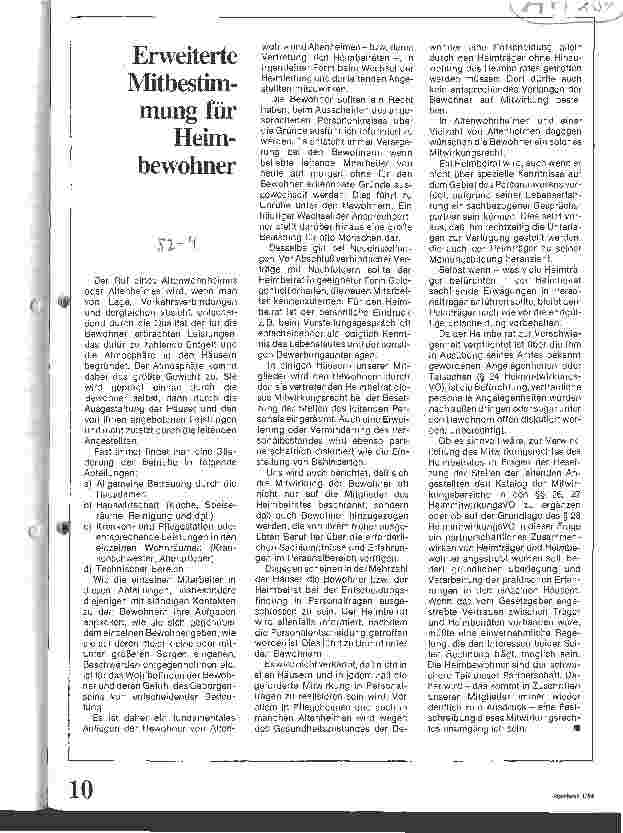 Vorschauseite 1: Erweiterte Mitbestimmumg für Heimbewohner