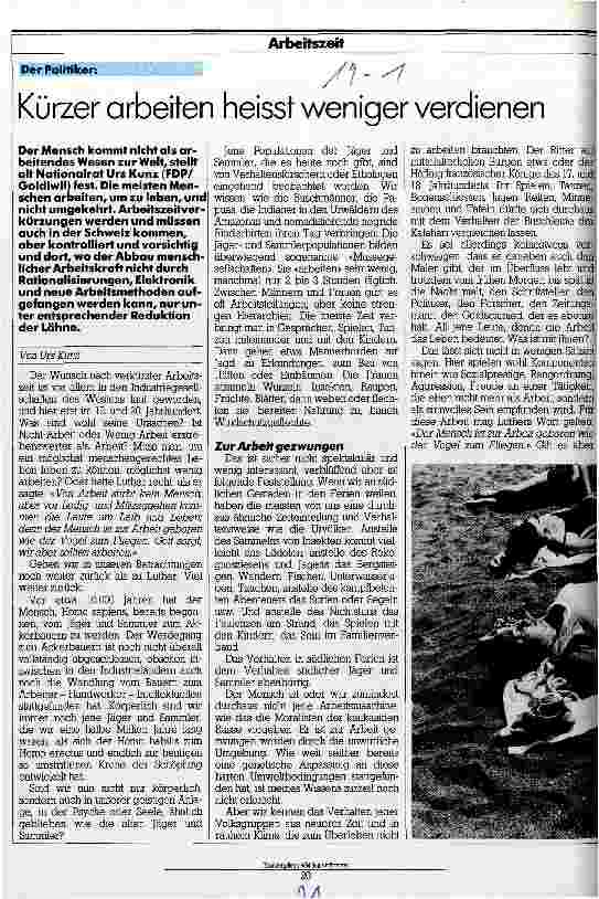 Vorschauseite 1: Kürzer arbeiten heißt weniger verdienen (Der Politiker)