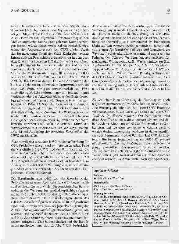 Vorschauseite 6: Aktuelle Entwicklungen im Bereich der Apothekenwerbung