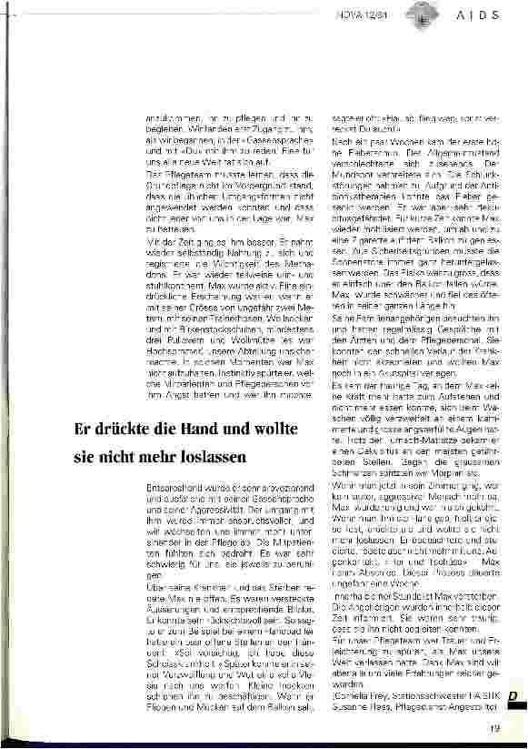 Vorschauseite 4: Wir sind um viele Erfahrungen reicher geworden! AIDS-Patienten pflegen und betreuen