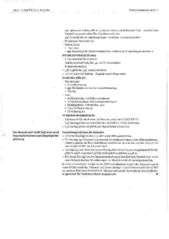 Vorschauseite 4: Anforderungen für den Bau oder Umbau einer Aufbereltungseinheit für Medizinprodukte (AEMP)Teil 1 - Grundlagen