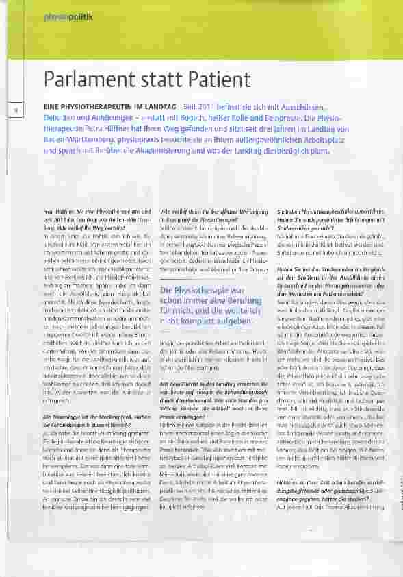 Vorschauseite 1: Parlament statt Patient