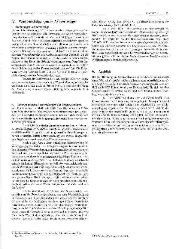 Vorschauseite 4: Prüfung der Jahresrechnung der Träger der gesetzlichen Krankenversicherung -ausgewählte Bilanzierungsprobleme