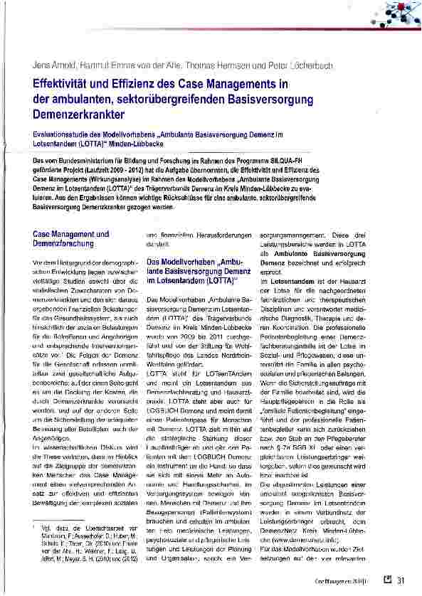 Vorschauseite 1: Effektivität und Effizienz des Case Managements in der ambulanten, sektorübergreifenden Basisversorgung Demenzerkrankter