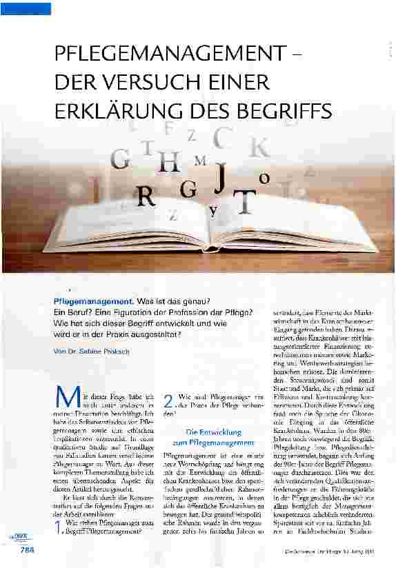 Vorschauseite 1: PFLEGEMANAGEMENT - DER VERSUCH EINER ERKLÄRUNG DES BEGRIFFS