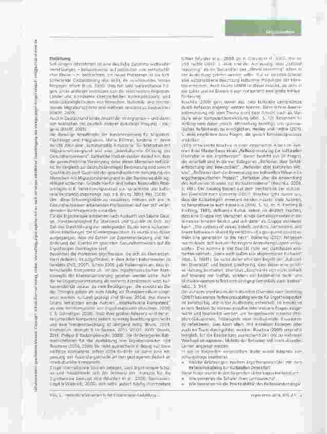 Vorschauseite 2: Interkulturelles Lernen in der Ergotherapie-AusbildungEine empirische Untersuchung zum Umgang von Schülern mit einemRefiexionskatalog
