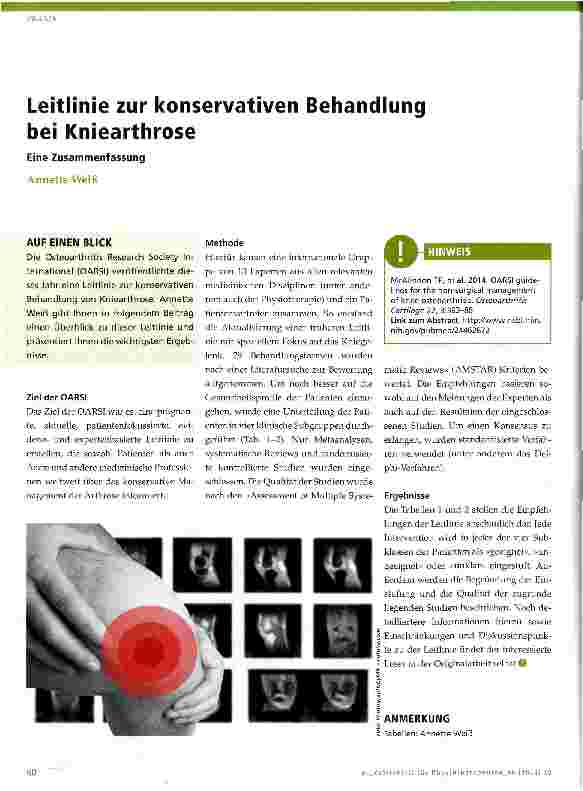 Vorschauseite 1: Leitlinie zur konservativen Behandlung bei Kniearthrose
