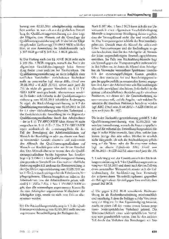 Vorschauseite 5: Zum Rückzahlungsanspruch von Weiterbildungskosten