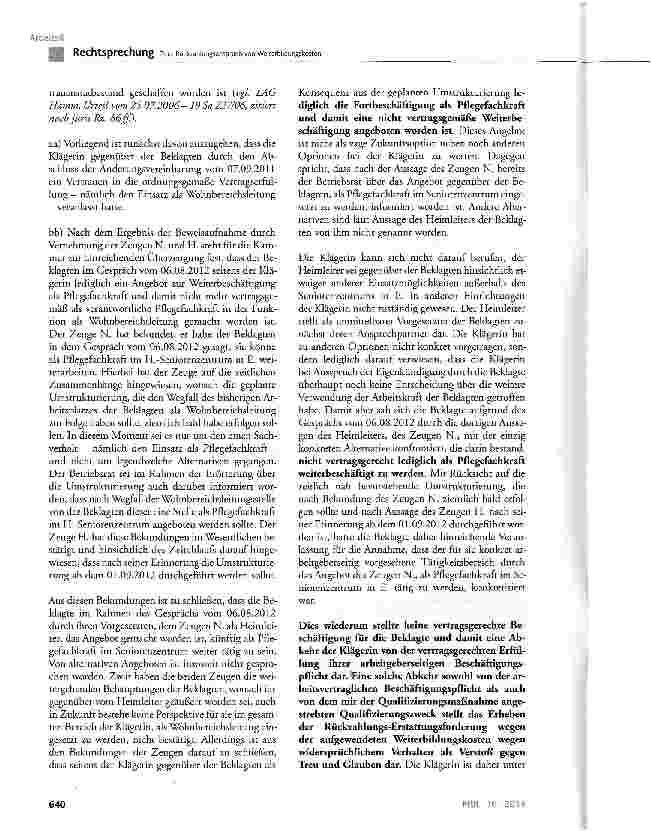 Vorschauseite 6: Zum Rückzahlungsanspruch von Weiterbildungskosten